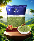 Bareek Saunf by Nuvi Spicez in a packet with a bowl of fennel seeds, perfect for flavoring dishes and digestive support.