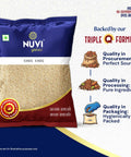 NUVI Spicez Khas Khas poppy seeds packaging highlighting quality in sourcing, processing, and hygienic packing.
