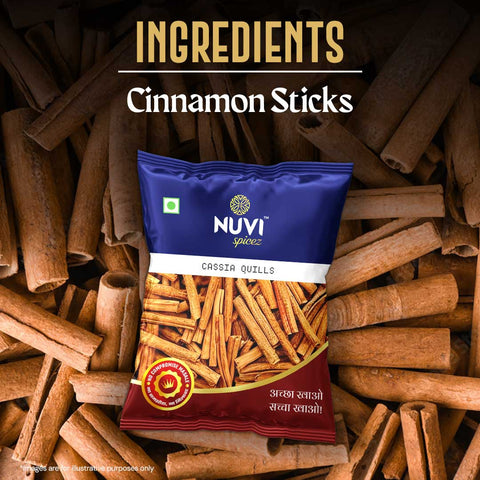 Cassia Cinnamon Sticks packaging showcasing aromatic quills for enhancing flavor in dishes.